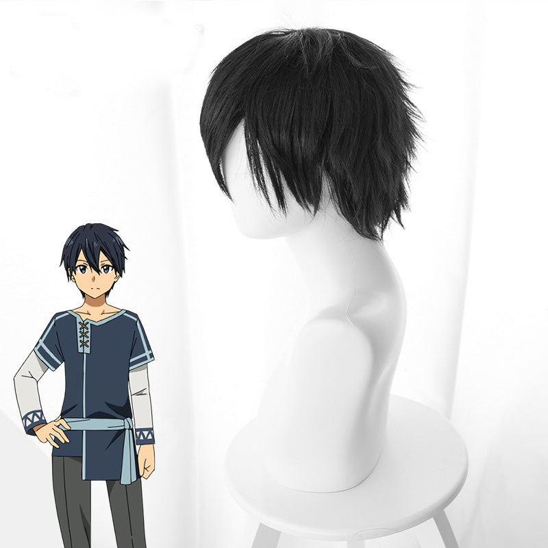 Anime Sword Art Online Costume Kirigaya Kazuto Cosplay Wigs Kirito Black Short Wigs