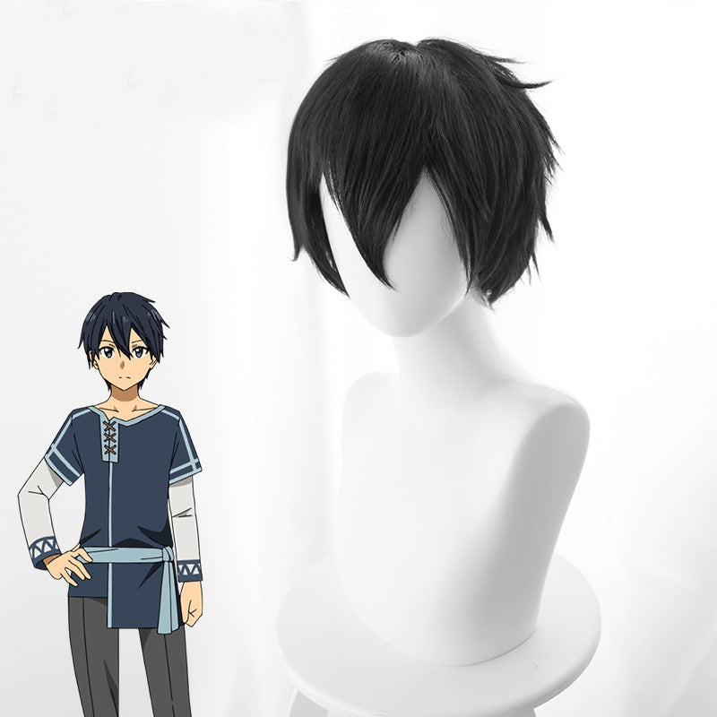 Anime Sword Art Online Costume Kirigaya Kazuto Cosplay Wigs Kirito Black Short Wigs