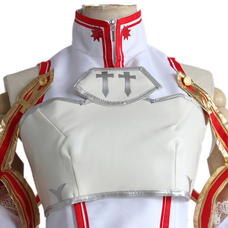 Anime Sword Art Online Yuuki Asuna Whole Set Cosplay Costume Dress and Wigs and Boots SAO Asuna Full Set Halloween Costume