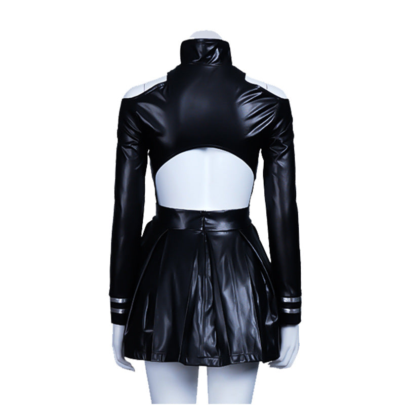 Ken Kaneki Female Version Costume Dress Halloween Cosplay PU Dress Outfit