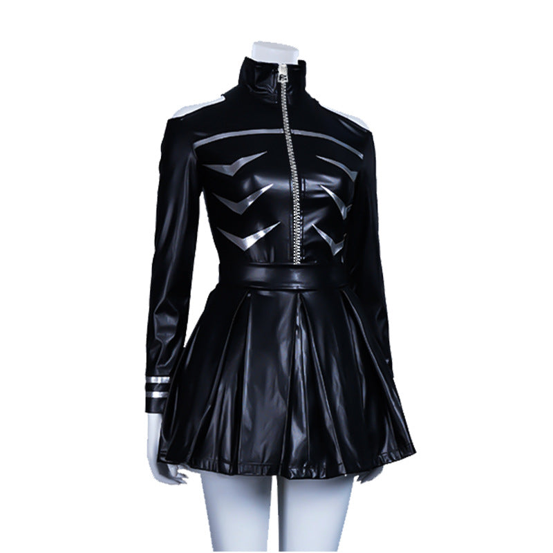 Ken Kaneki Female Version Costume Dress Halloween Cosplay PU Dress Outfit