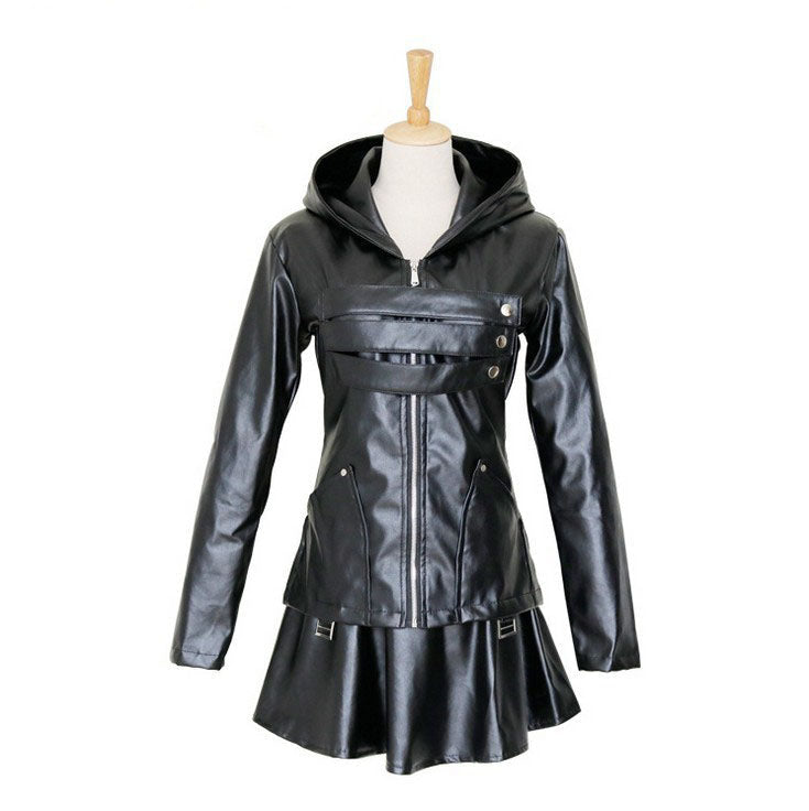 Touka Kirishima Cosplay Costume Black PU Leather Dress