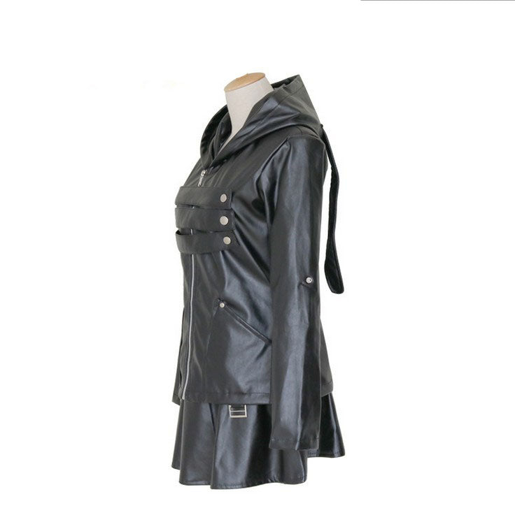 Touka Kirishima Cosplay Costume Black PU Leather Dress
