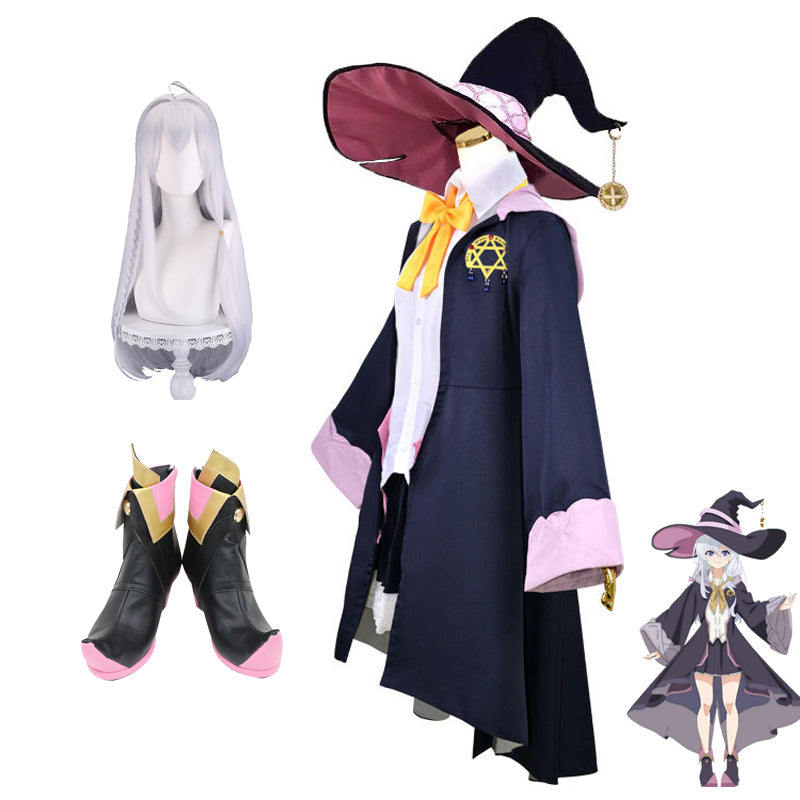 Anime Wandering Witch: The Journey of Elaina  The Ashen Witch Full Set Costume+Hat+Wigs+Shoes Halloween Carnival Cosplay Outfit