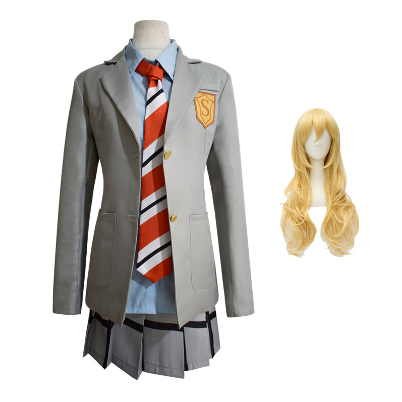 Anime Your Lie in April Cosplay Kousei Arima Cosplay Costume Kaori Miyazono Uniform Full Set With Wigs