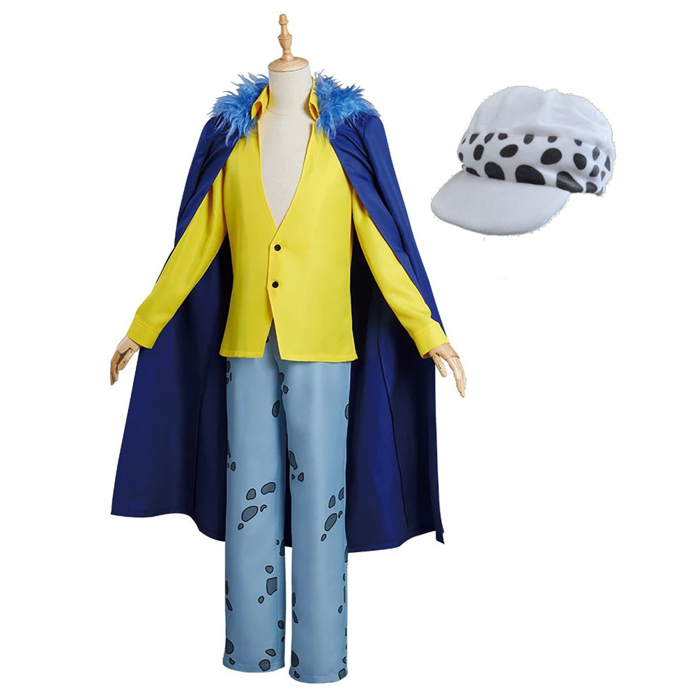 Anime One Piece Raid on Onigashima Trafalgar Law Costume Outfit With Hat Halloween Carnival Cosplay Costume