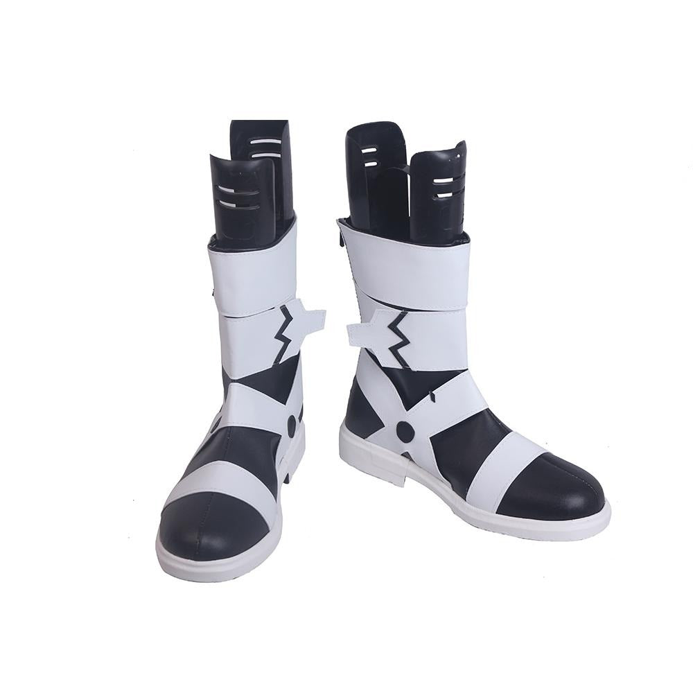 Anime Maka Albarn Cosplay Shoes/Boots PU Leather Black and White Costume Boots