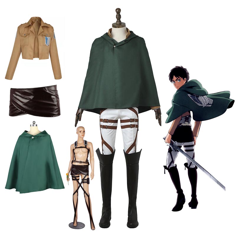 Attack On Titan Shingeki no Kyojin Eren Jaeger Costume Set Halloween Carnival Costume With Cloak