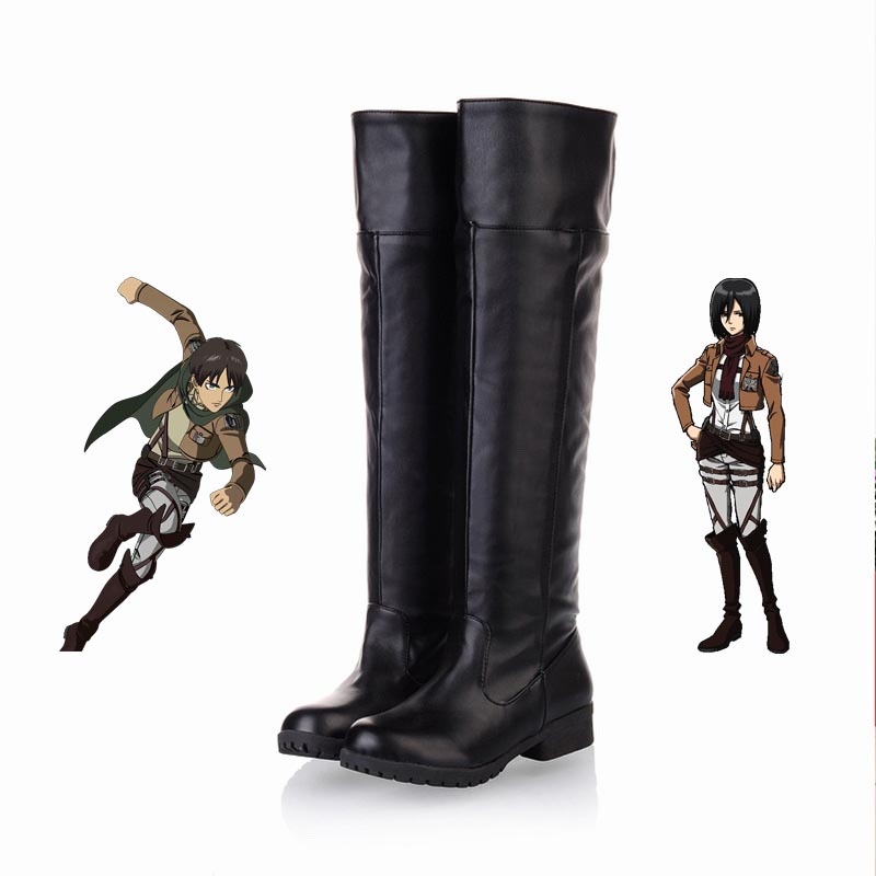Attack on Titan Eren Jaeger Mikasa Ackerman Cosplay Boots The Wings Of Freedom Survey Corps Cosplay Shoes