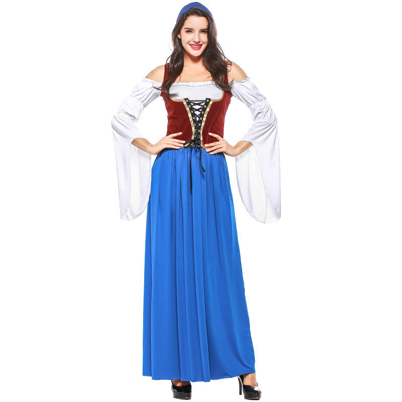 Blue And White Pirate / German Beer Costume Halloween/Stage Performance/Party