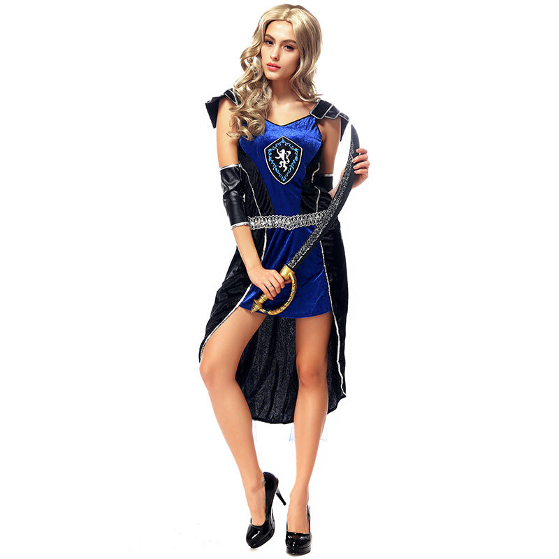 Blue Women Warrior Cosplay Costume For Halloween Party Performance