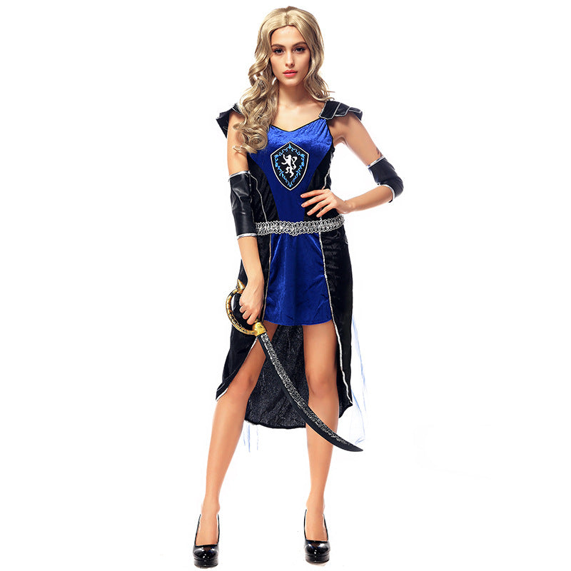 Blue Women Warrior Cosplay Costume For Halloween Party Performance