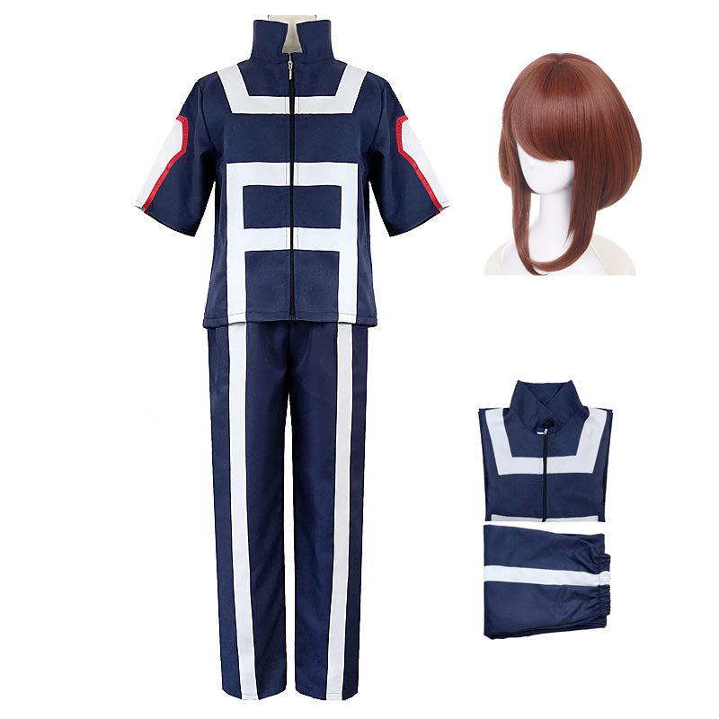 Ochaco Uraraka Training Suit Cosplay Costumes With Wigs Set