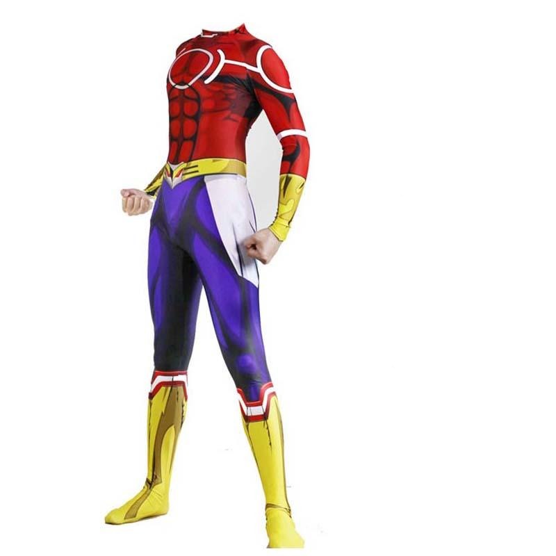 Toshinori Yagi Silver Age Costume All Might Red Version Costume Jumpsuit Halloween Zentai Costume