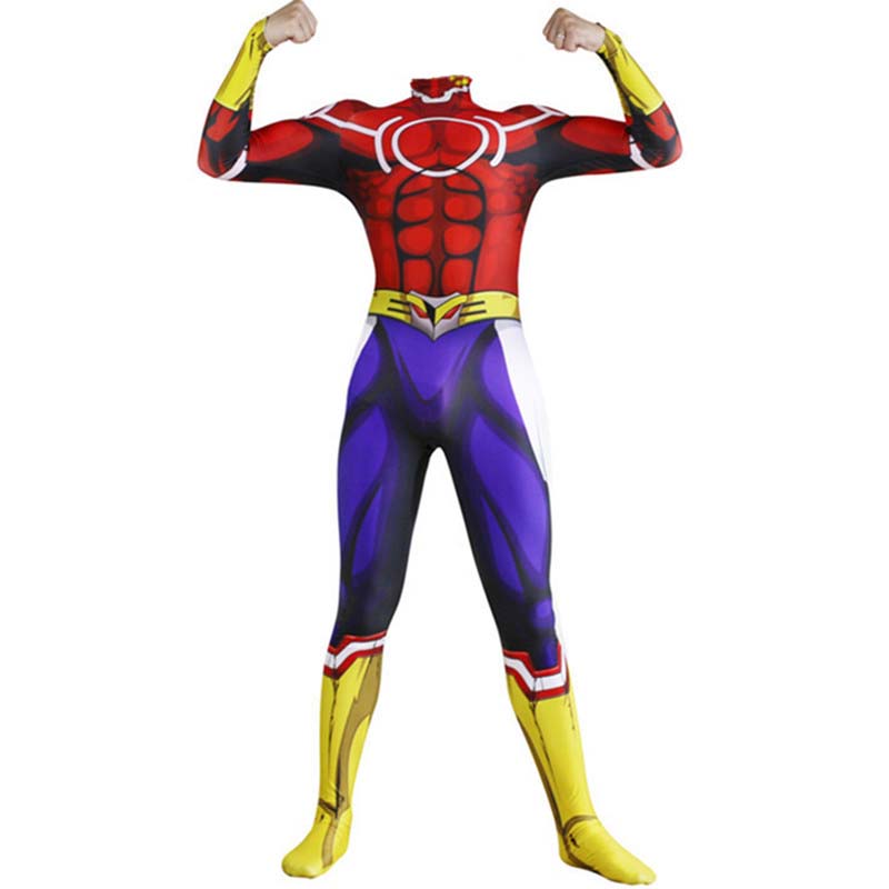 Toshinori Yagi Silver Age Costume All Might Red Version Costume Jumpsuit Halloween Zentai Costume