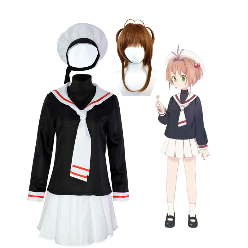Cardcaptor Sakura Clear Card Sakura Kinomoto School Uniform Costume With Wigs Full Set Halloween Costume
