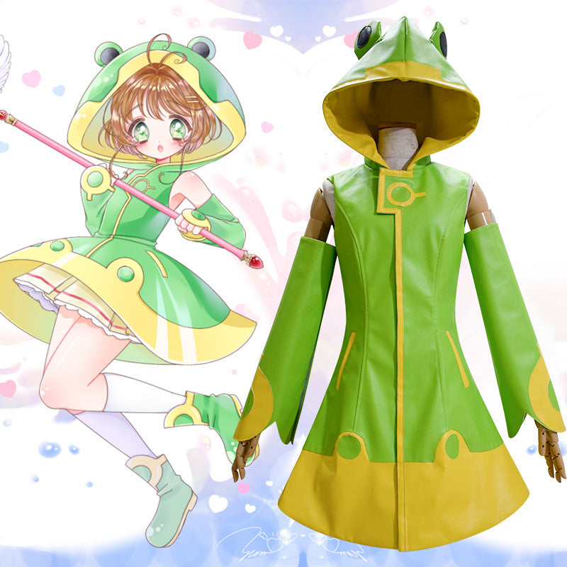 Cardcaptor Sakura Clear Card Kinomoto Sakura Cosplay Costume Froggy Raincoat  Cosplay Outfit