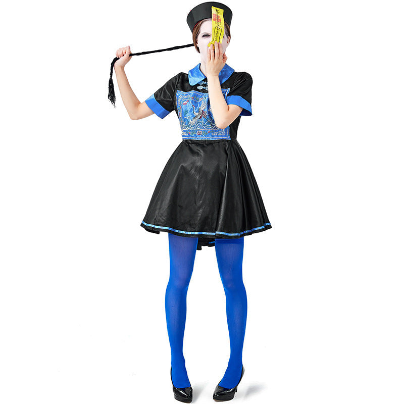 Chinese Women Vampire Zombie Cosplay Costume Dress For Halloween Party Performance