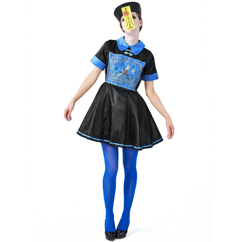 Chinese Women Vampire Zombie Cosplay Costume Dress For Halloween Party Performance