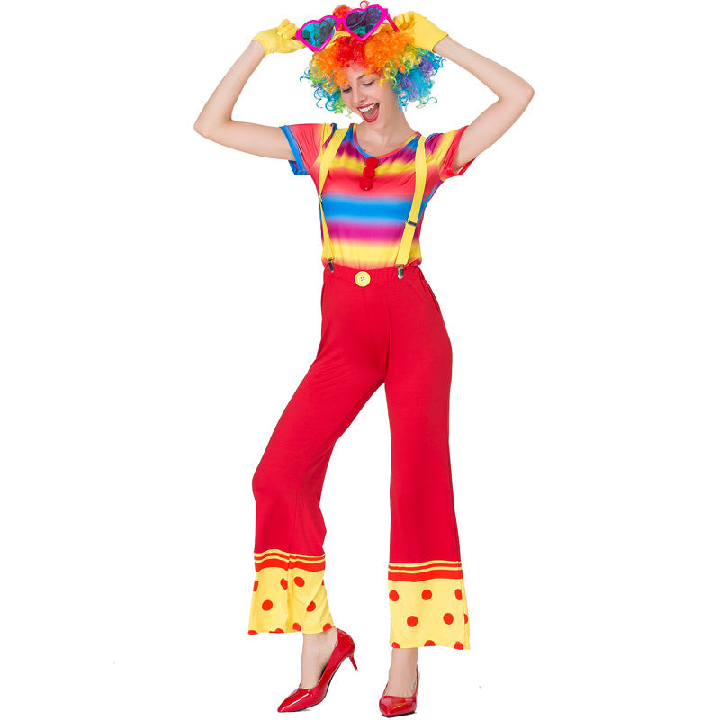 Clown Cosplay Costume Jumpsuit For Halloween Party Performance