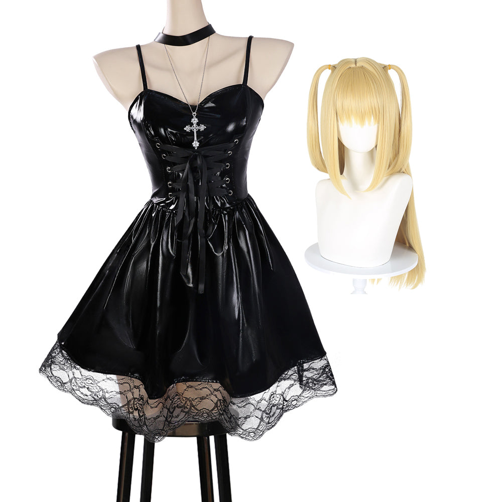 DN Misa Amane Cosplay Costume PU Leather Dress Full Set Halloween Costume