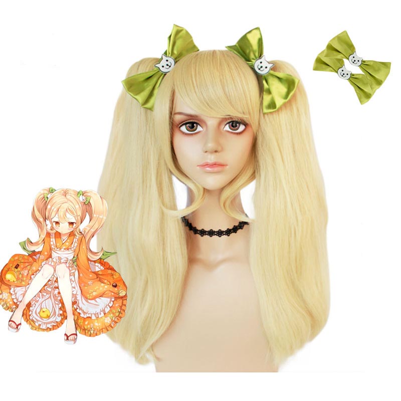 Danganronpa 2: Goodbye Despair Hiyoko Saionji Costume Wigs With Bows Costume Accessories