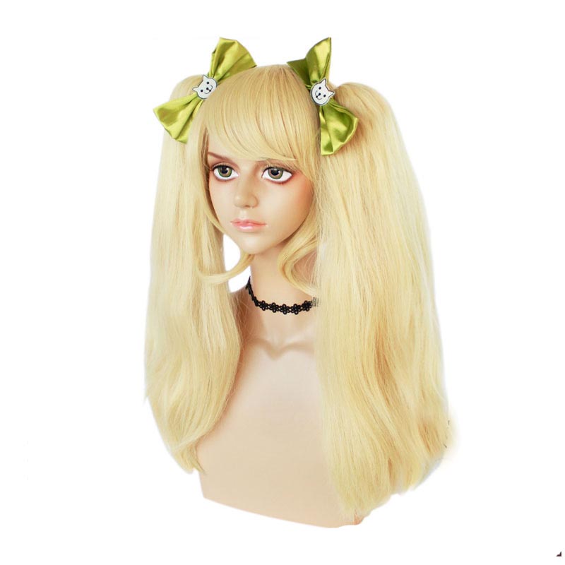 Danganronpa 2: Goodbye Despair Hiyoko Saionji Costume Wigs With Bows Costume Accessories