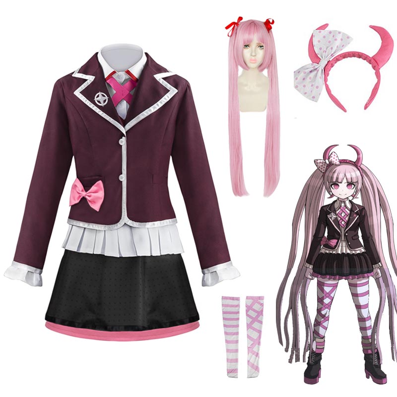 Danganronpa Another Episode: Ultra Despair Girls Kotoko Utsugi Costume Uniform WIth Wigs Halloween Costume Set
