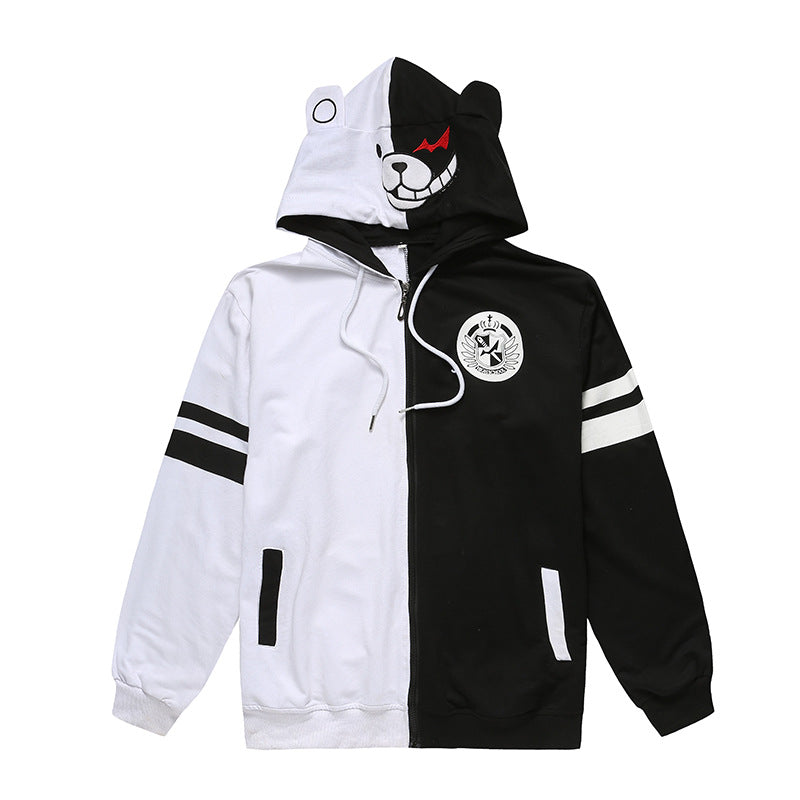 Danganronpa Monokuma Cosplay Hoodie Unisex Black and White Hooded Shirt