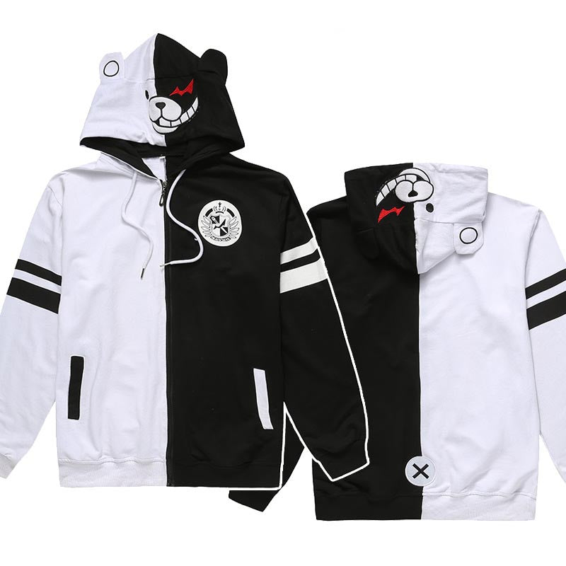 Danganronpa Monokuma Cosplay Hoodie Unisex Black and White Hooded Shirt
