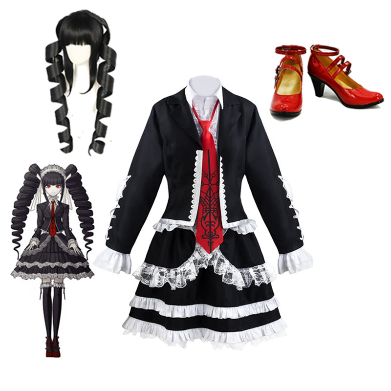 Danganronpa: Trigger Happy Havoc Celestia Ludenberg Whole Set Costume Dress and Wigs and Cosplay Shoes