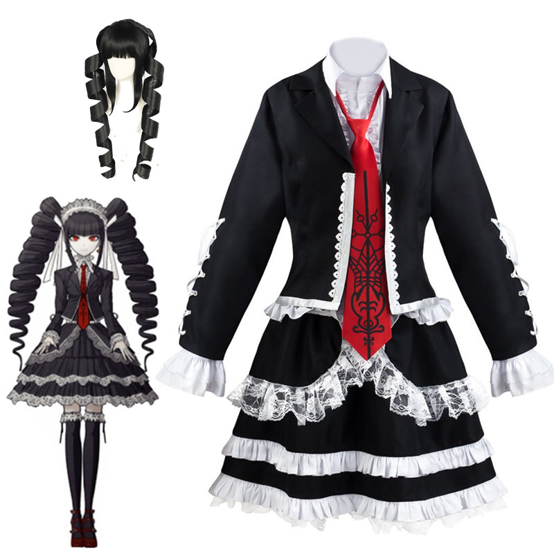 Danganronpa: Trigger Happy Havoc Celestia Ludenberg Costume Dress With Wigs Halloween Costume Set