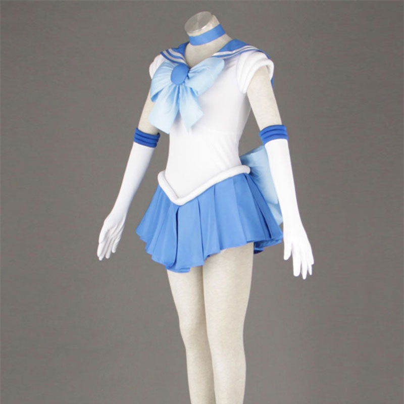 Anime Sailor Moon Ami Mizuno Sailor Mercury Whole Set Costume+Wigs+Cosplay Boots Cosplay Outfit Set