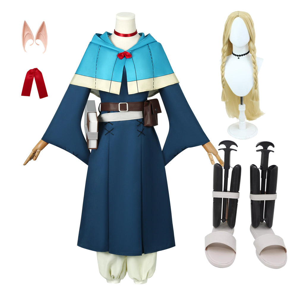 Delicious in Dungeon Marcille Donato Whole Set Costume With Wigs and Shoes Halloween Cosplay Outfit Full Set