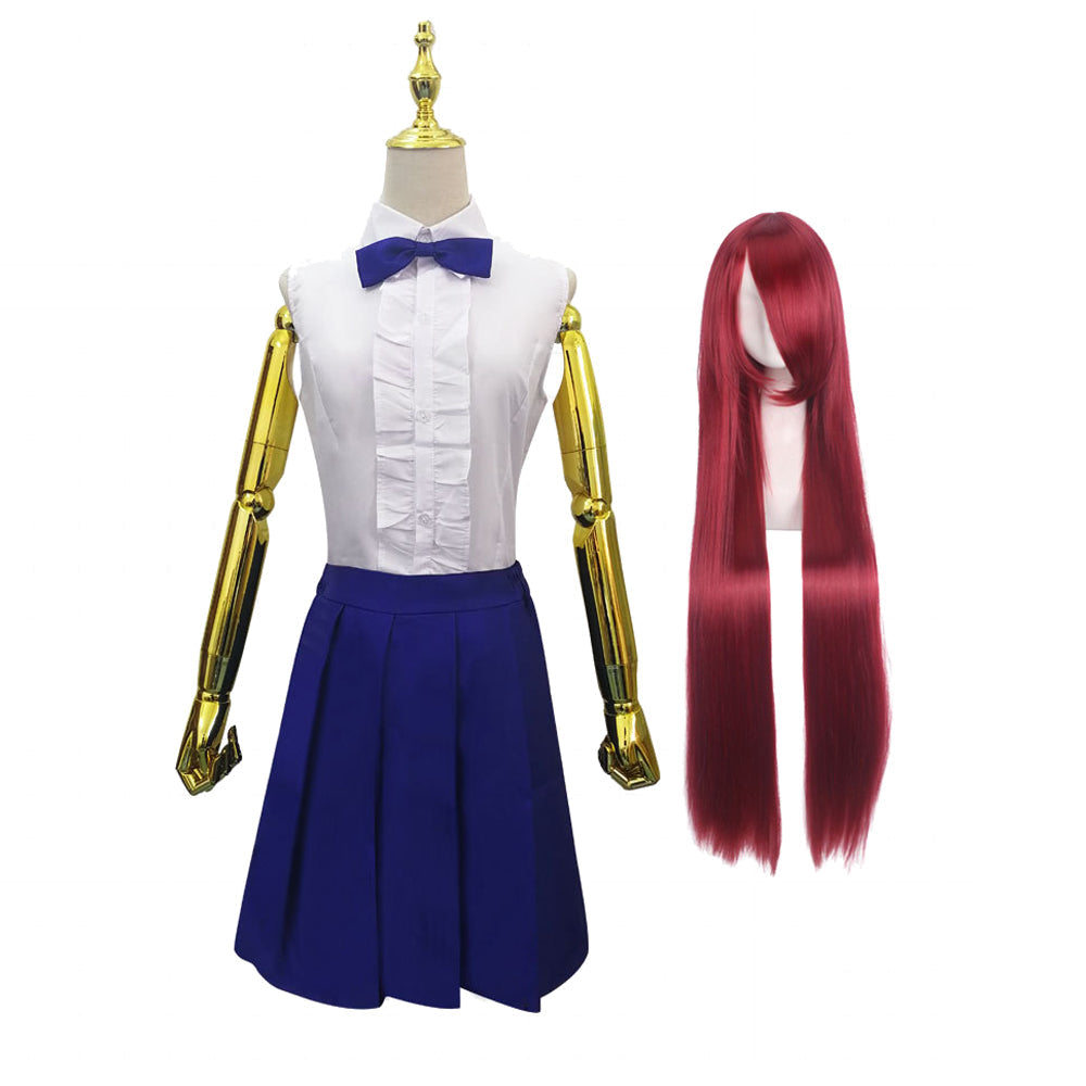 Erza Scarlet Blue Skirt Uniform Halloween Cosplay Outfit