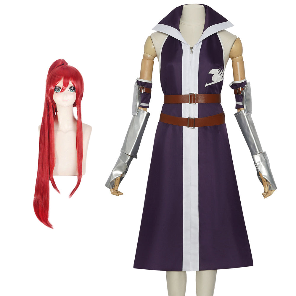 Erza Scarlet Purple Outfit Costume Halloween Cosplay Outfit Set