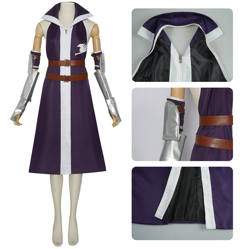 Erza Scarlet Purple Outfit Costume Halloween Cosplay Outfit Set