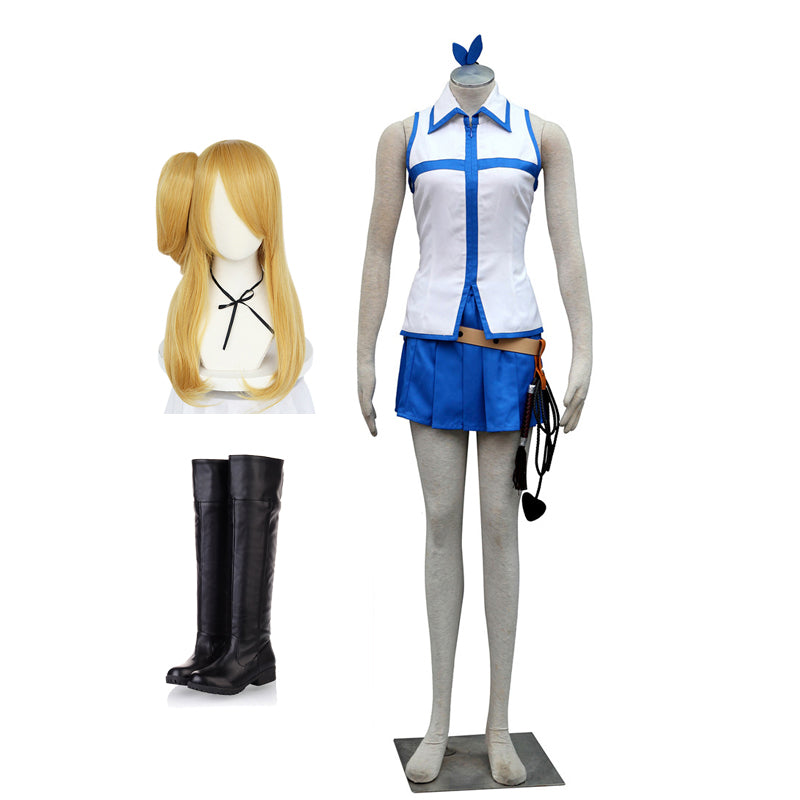 Lucy Heartfilia Whole Set Cosplay Costume+Wigs+Cosplay Boots Halloween Carnival Costume
