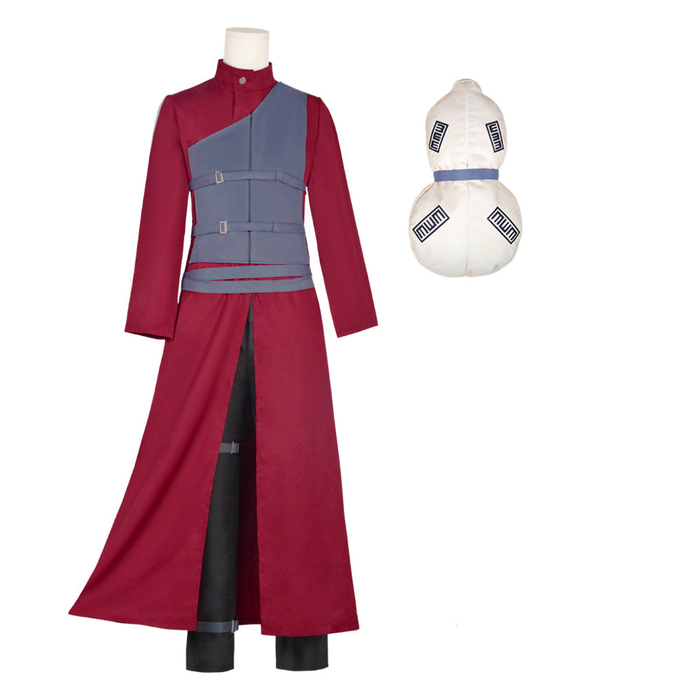Gaara Whole Set Costume+Wigs+Sand Gourd Backpack+Shoes Cosplay Outfit For Halloween