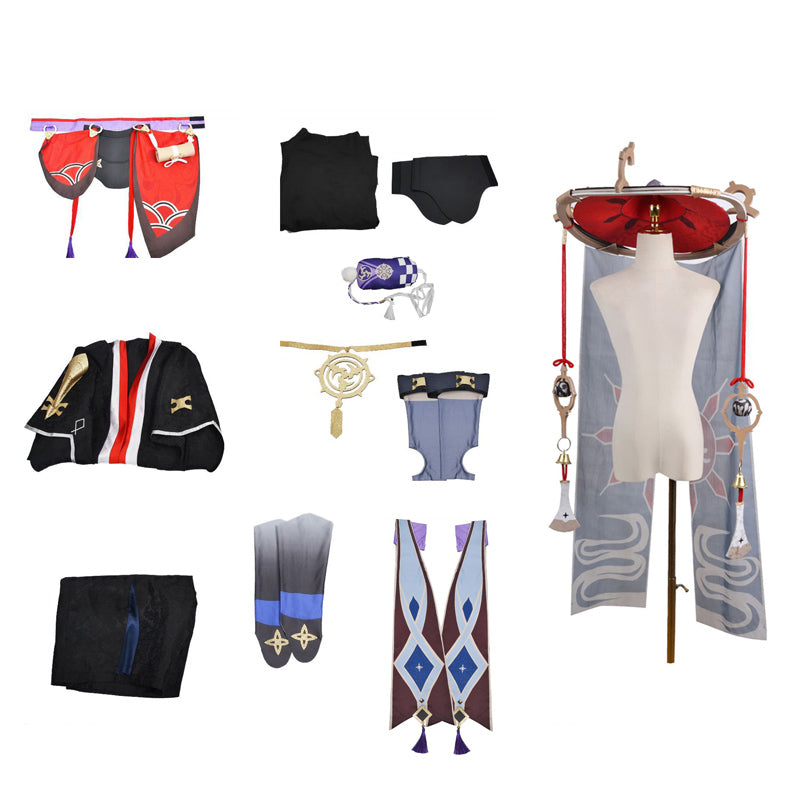 Genshin Impact Balladeer Kunikuzushi Scaramouche Cosplay Costume+Wigs+Boots+Hat Full Set Halloween Costume