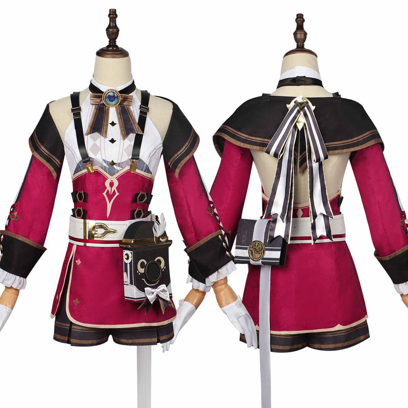 Genshin Impact Charlotte Cosplay Costume With Hat Halloween Carnival Costume