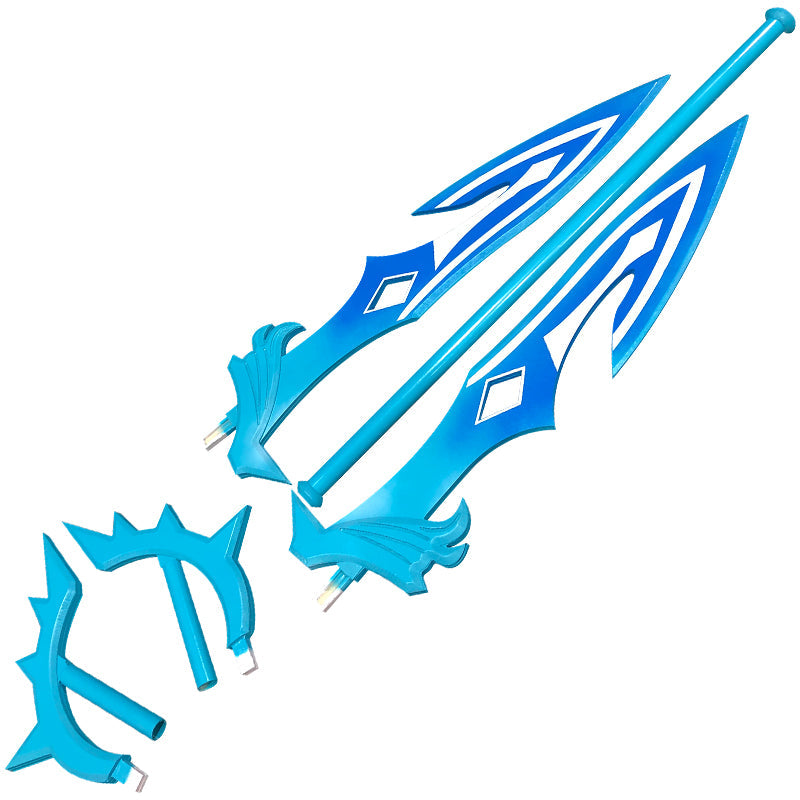 Genshin Impact Childe Tartaglia Cosplay Weapon Props Wood Double Blades and Polearm Cosplay Props