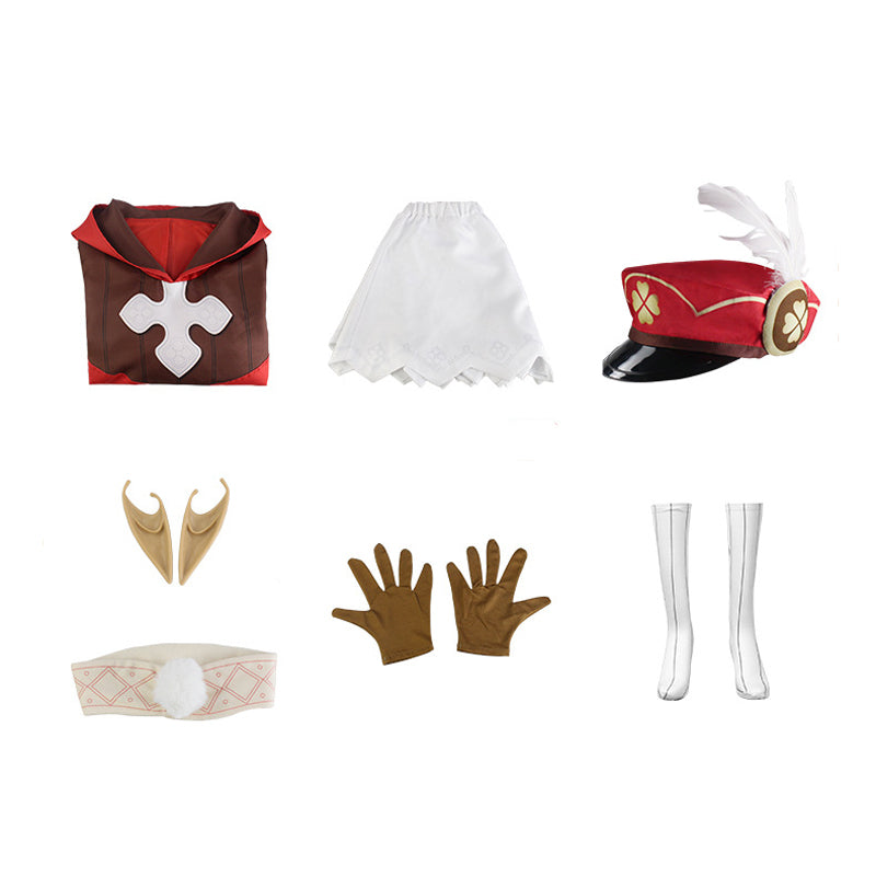 Genshin Impact Cosplay Klee Full Set Costume+Wigs+Cosplay Shoes + Backpack Halloween Cosplay Outfit Set