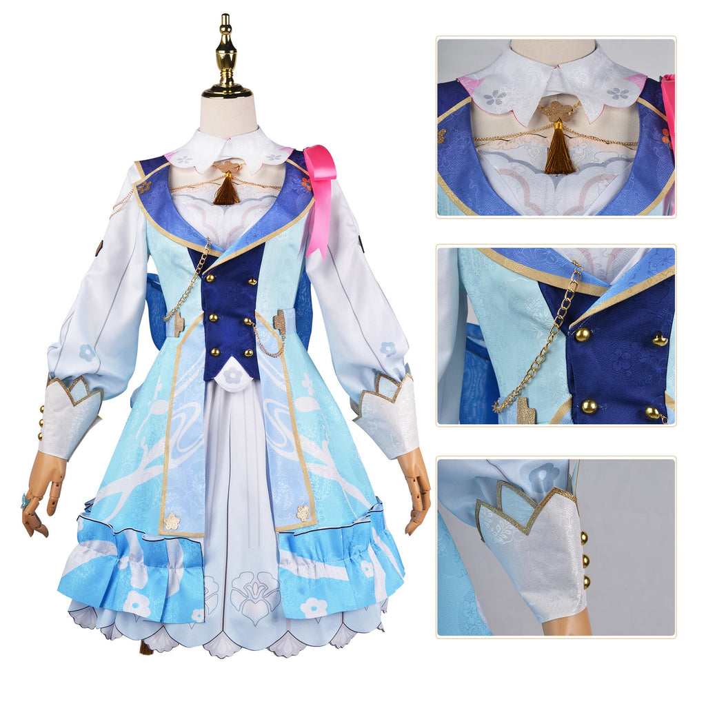 Genshin Impact Cosplay Kamisato Ayaka Skin Springbloom Missive Cosplay Costume With Wigs Set