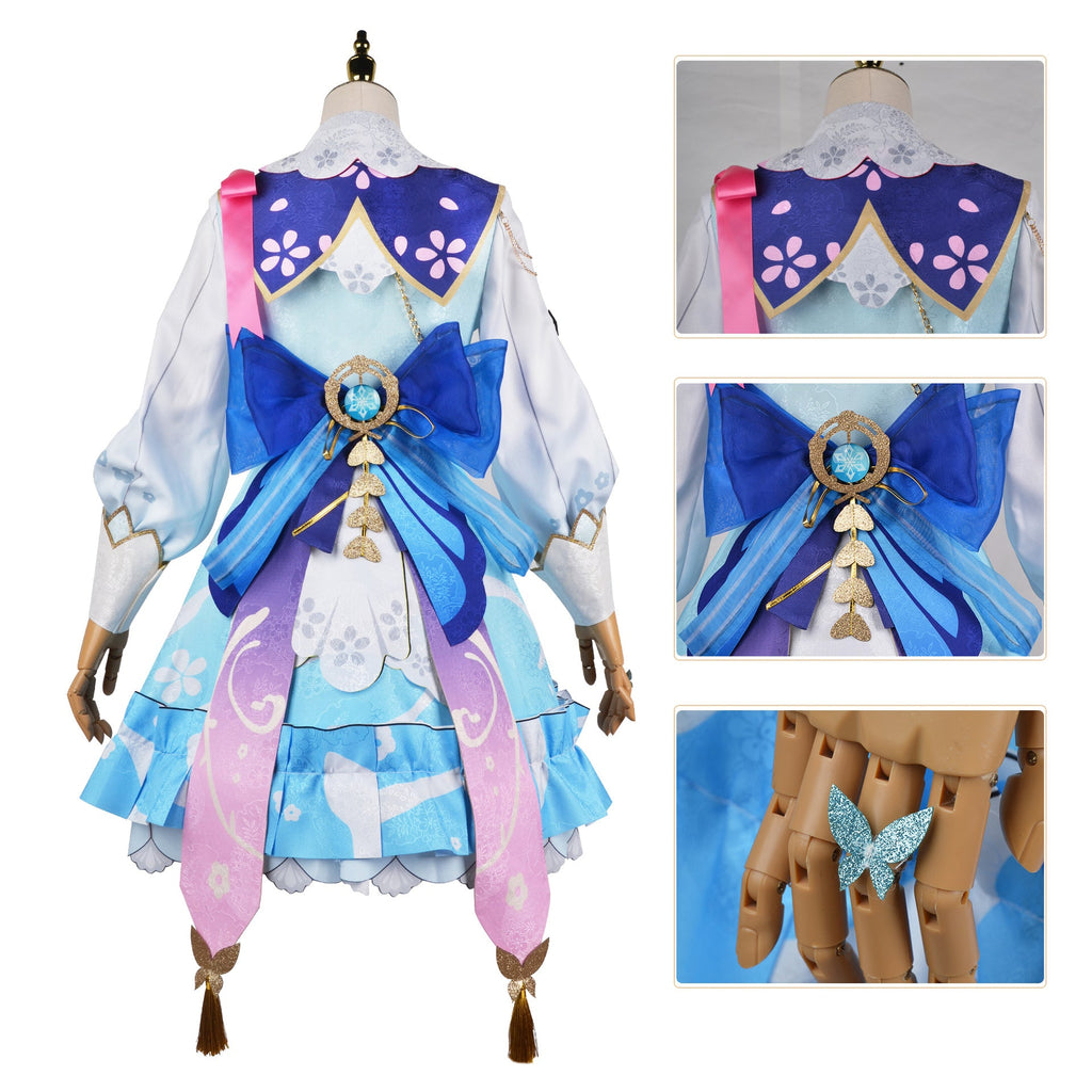 Genshin Impact Cosplay Kamisato Ayaka Skin Springbloom Missive Cosplay Costume With Wigs Set