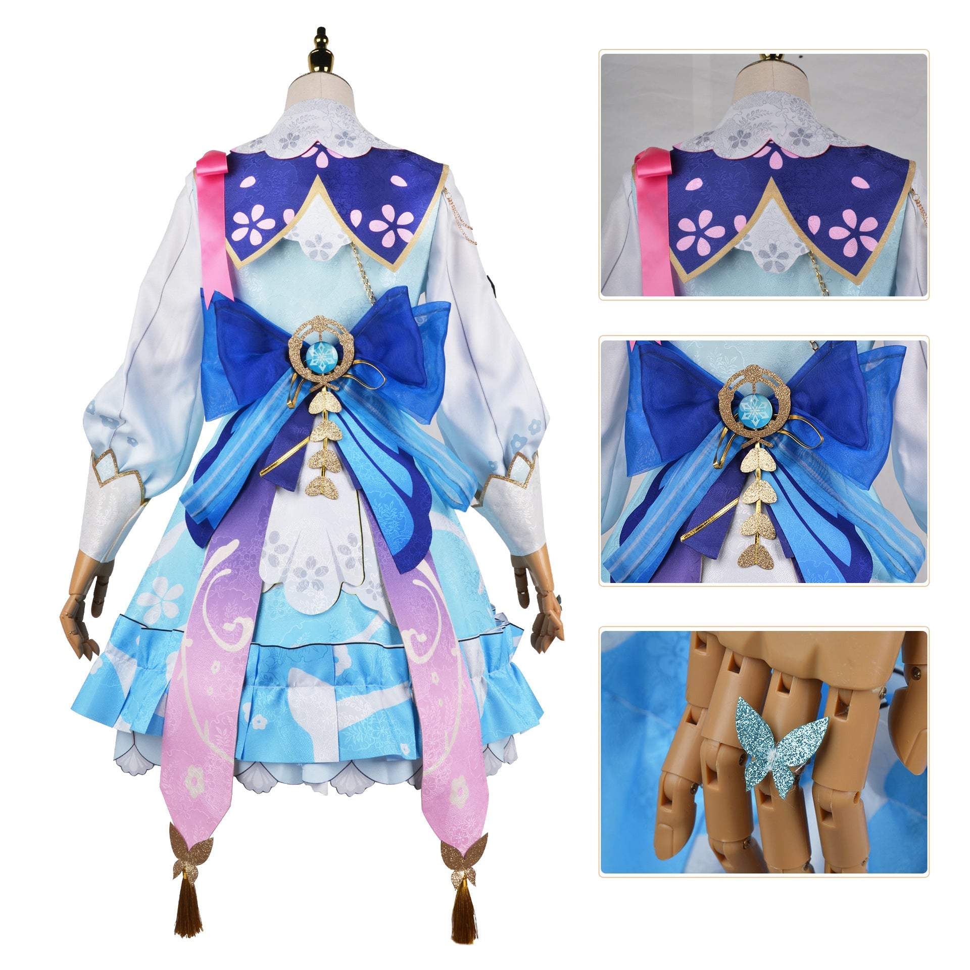 Genshin Impact Cosplay Kamisato Ayaka Skin Springbloom Missive Cosplay Costume With Wigs Set