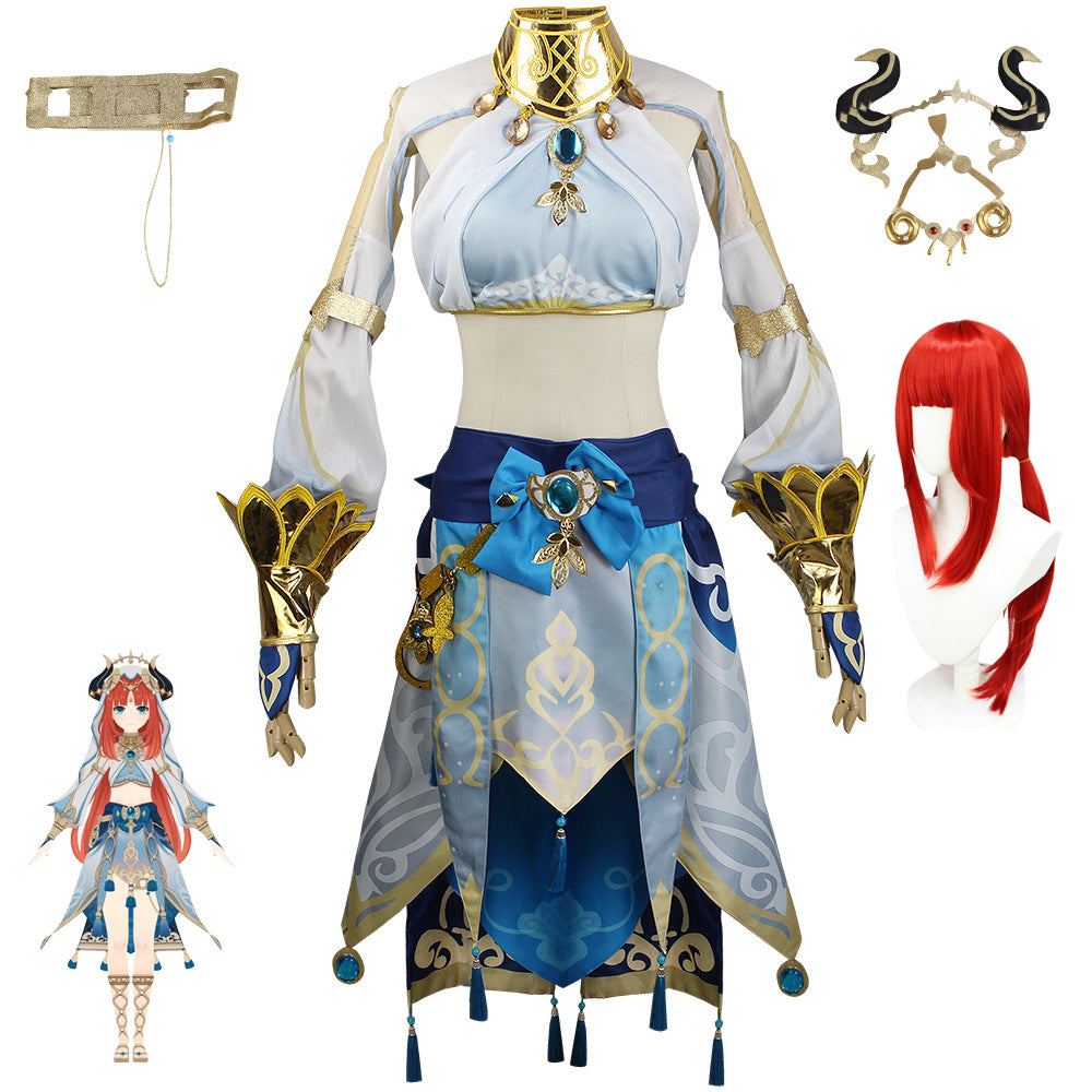 Genshin Impact Cosplay Nilou Cosplay Costume With Wigs and Headwear Set Halloween Costume Set