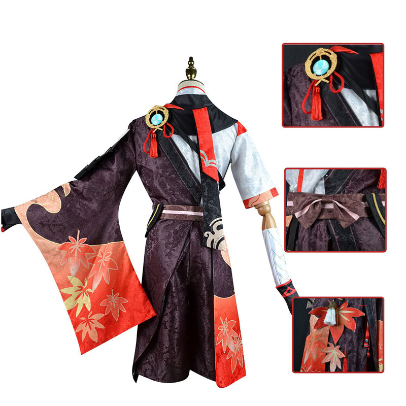 Genshin Impact Kaedehara Kazuha Cosplay Costume Whole Set With Wigs and Wooden Clogs Shoes Cosplay Outfit Set