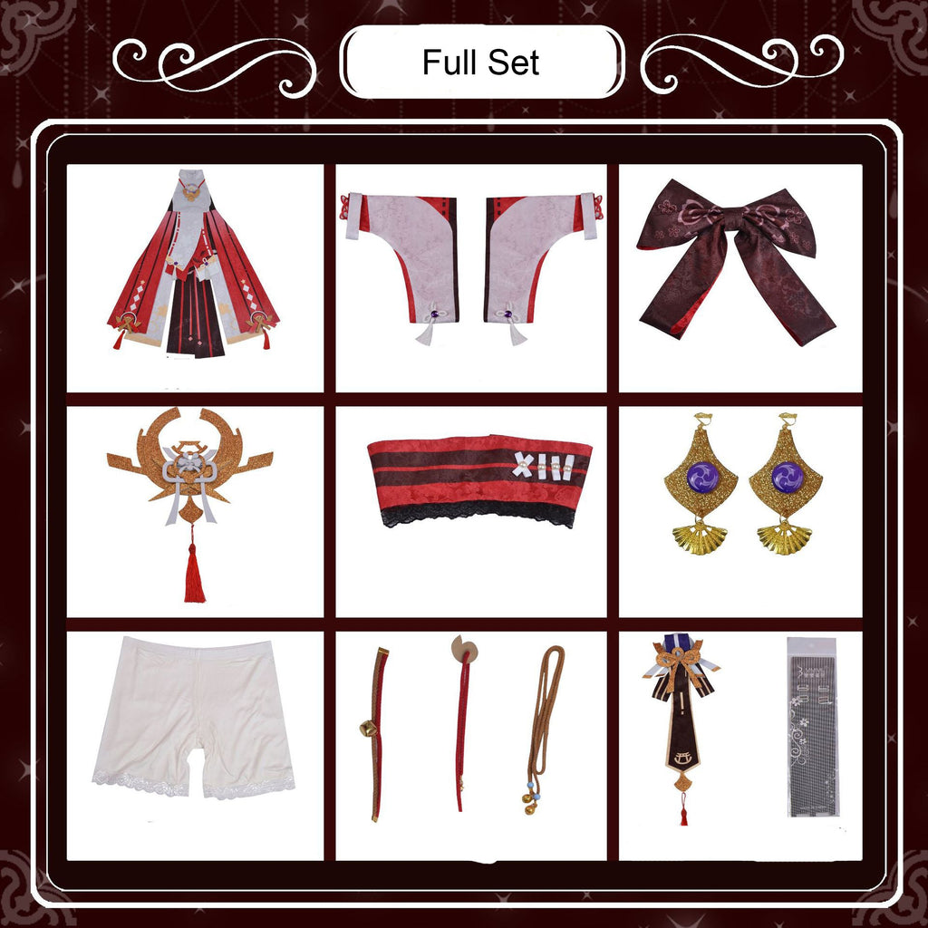 Genshin Impact Costume Yae Miko Costume+Wigs Set Halloween Carnival Cosplay Outfit