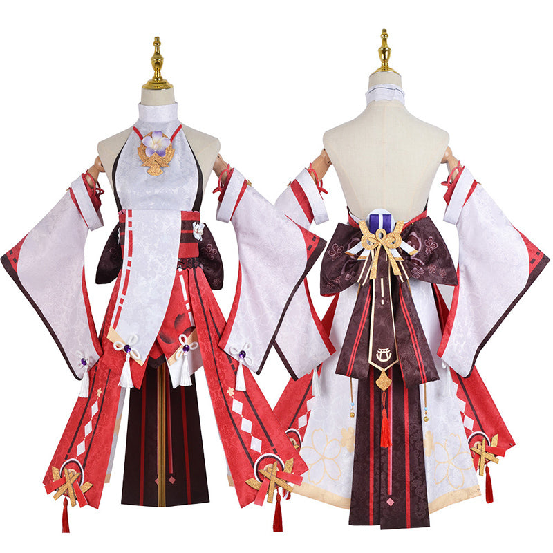 Genshin Impact Costume Yae Miko Costume+Wigs Set Halloween Carnival Cosplay Outfit